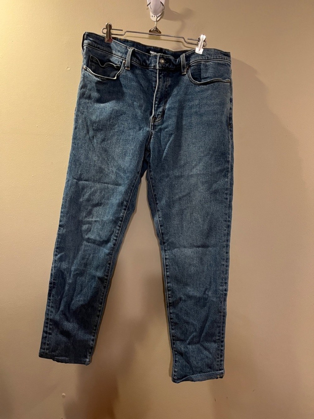 Lands' End Men's Slim Straight Jeans - Dark Blue Denim